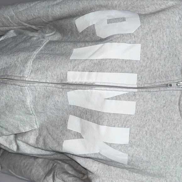 Victoria's Secret PINK Fleece Zip Up Perfect Hoodie in heather grey size XL - Picture 2 of 6